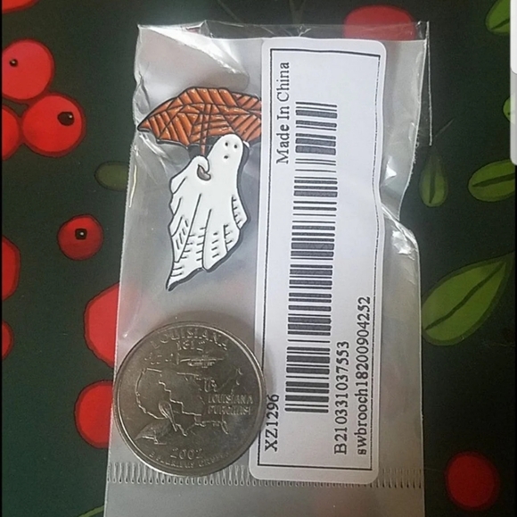 *2 for $13* Spooky Ghost W/ Umbrella Enamel Pin - Picture 3 of 3